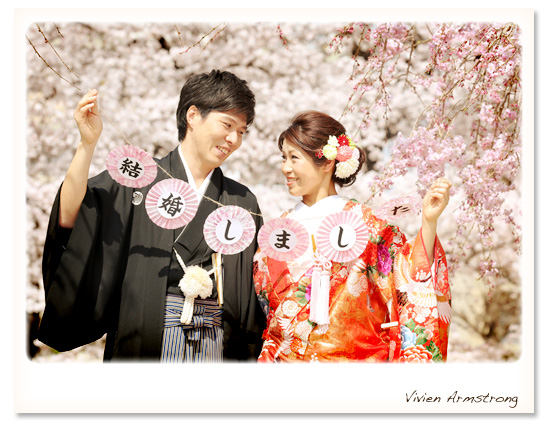 桜ロケーション写真で結婚しましたのご報告にも！