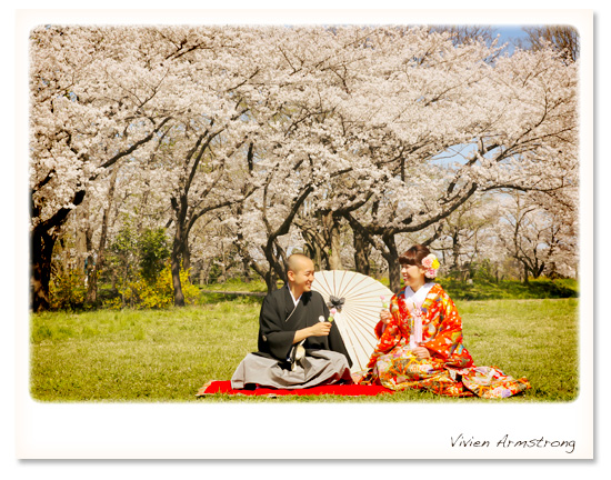桜とお団子でハッピーな前撮りフォト