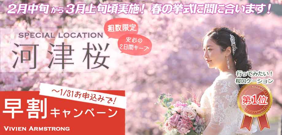 河津桜でドレスフォトウェディング