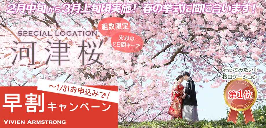 河津桜でフォトウェディング